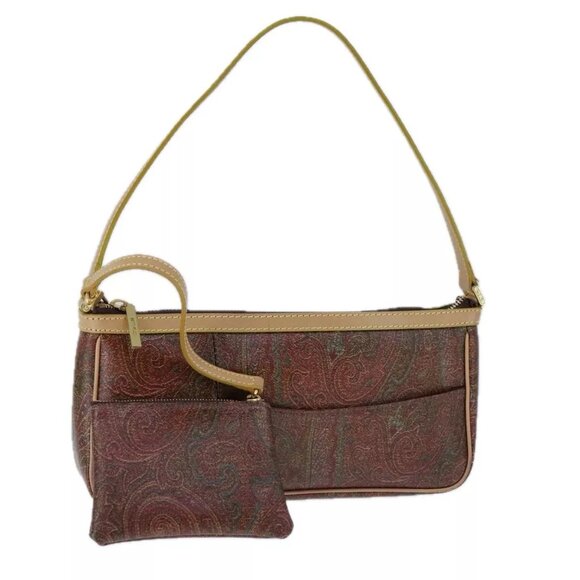Etro Handbags - ETRO Paisley Shoulder Bag PVC Leather Brown Gold